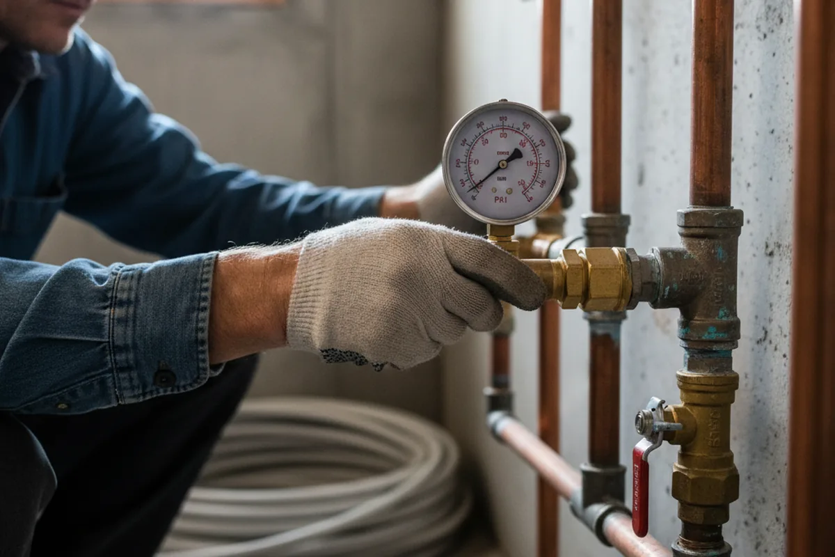 Pressure testing a repaired line during Water Line Repair in Varney